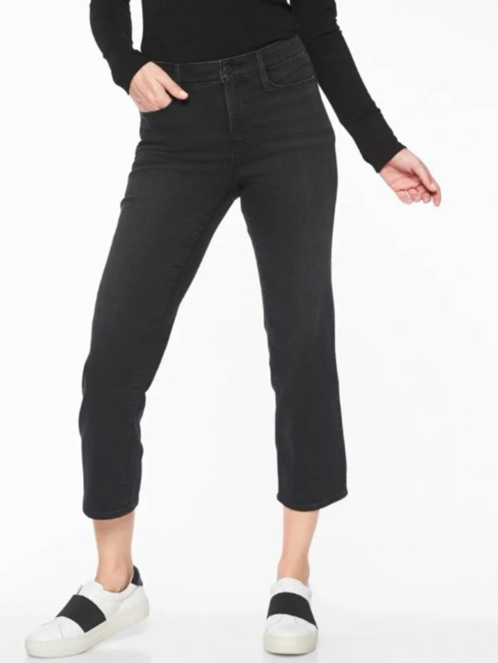 Athleta Sculptek Slim Straight Ankle Jeans Black Size 10 Stretch